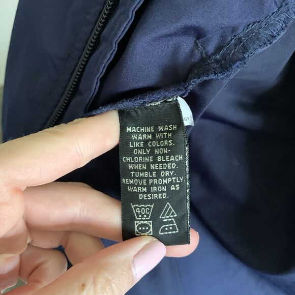 Eddie Bauer Jacket Large Windbreaker Navy Blue Full Zip Coat Hooded Mens Pockets - Picture 8 of 8